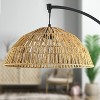 77" Metal and Rattan Bowl Boho Floor Lamp Black - River of Goods: Standing Light with Push Button Foot Switch - 3 of 4