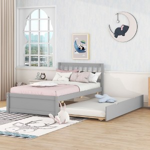 Contemporary Wooden Single-Size Platform Bed with 2 Drawers in Whitewashed Color - 1 of 4