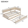 Twin Size Wood Daybed with Trundle and Guardrail, Beige/Gray -ModernLuxe - 3 of 4