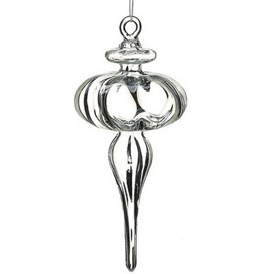 Allstate Floral 6.5" Elegant Oval Orb Clear Glass Finial Christmas Ornament