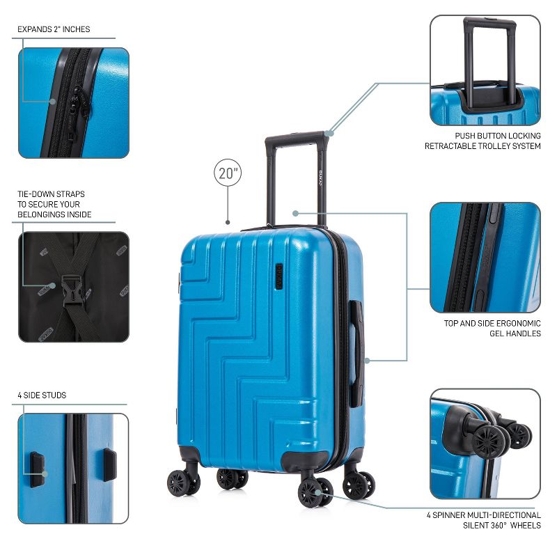 DUKAP Zahav Lightweight Hardside Carry On Spinner Suitcase - Teal, 4 of 18