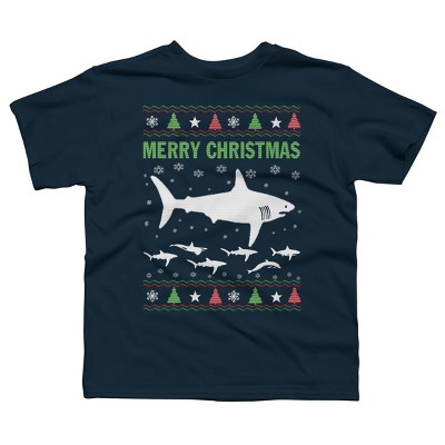 Boy's Design By Humans Shark Christmas By sophialada T-Shirt