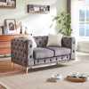 61.25-inch Deluxe Velvet Sofa with Chesterfield Tufted Buttons, Includes 2 Pillows, Solid Wood Frame and Metal Legs with High-Density Foam Cushions - 3 of 4