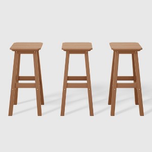 WestinTrends Malibu 29" All Weather Hdpe Outdoor Patio Square Backless Bar Stool (Set of 3) - 1 of 4