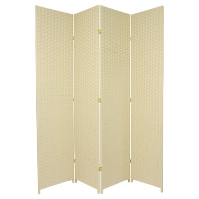 Photo 1 of 7 ft. Tall Woven Fiber Room Divider - Cream (4 Panels)