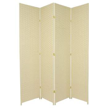 7 ft. Tall Woven Fiber Room Divider - Cream (4 Panels)