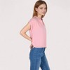 Anna-Kaci Women's V-Neck Short Sleeve Blouse with Rolled Cuffs and Soft Pleated Collar Detail - 3 of 4