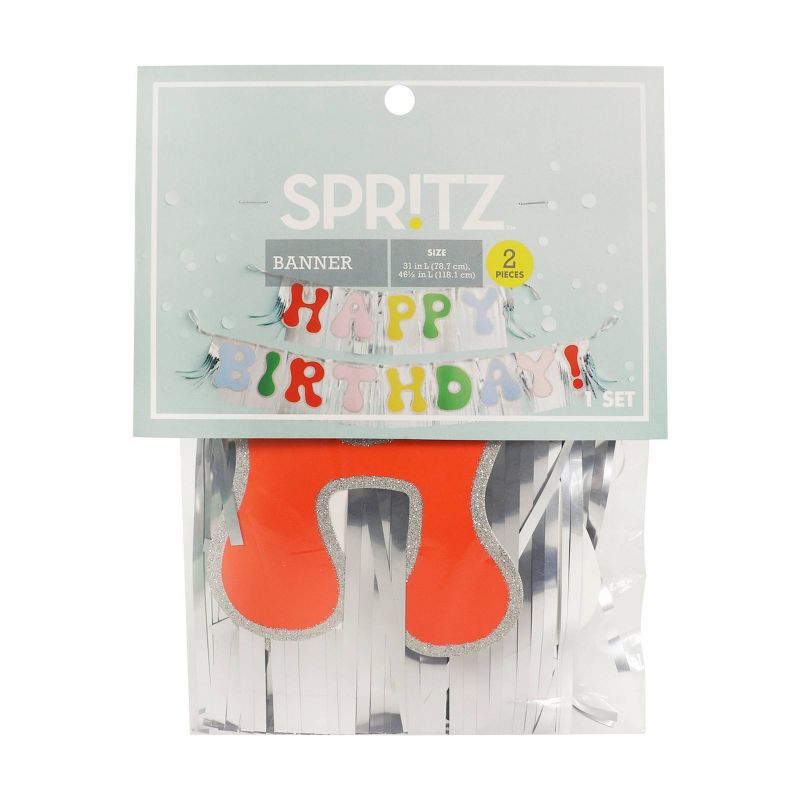 2ct Rainbow Confetti Fringe &#39;Happy Birthday&#39; Banner - Spritz&#8482;, 1 of 7