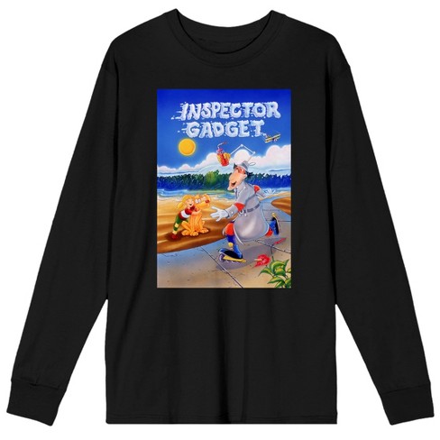 Classic Inspector Gadget, Penny, and Brain Men's Black Long Sleeve Shirt-XL