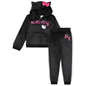 Hello Kitty Girls Velour Zip Up Hoodie and Jogger Pants Outfit Set Toddler - 1 of 4