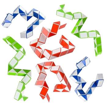 Neliblu 6 Sensory Fidget Snake Cube Twist Puzzles Toys for Kids, 6-Pack
