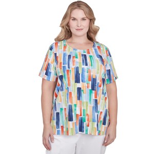 Alfred Dunner Women's Stained Glass Pleated Crew Neck Top - 1 of 4