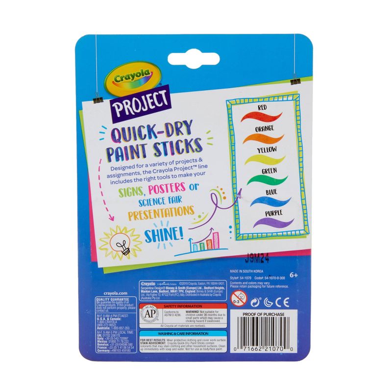 6ct Crayola Project Quick Dry Paint Sticks - Classic Colors, 4 of 7