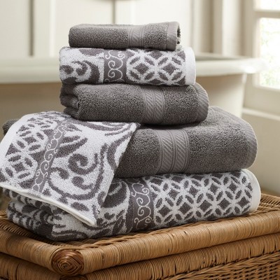 Modern Threads Reversible Yarn Dyed Jacquard Towel Set, Trefoil ...