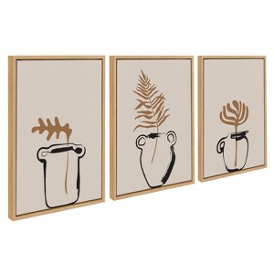 Kate and Laurel Sylvie Relaxed Retro Illustrated Botanical Vase Framed Canvas Art Set by The Creative Bunch Studio - 1 of 4