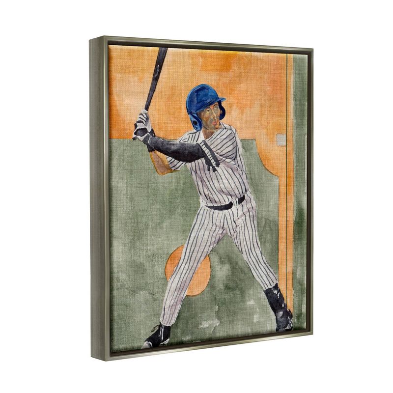 Wall Art by Melissa Wang Playing Baseball Athletic Painting Gray Framed Kids&#39; Floater Canvas - Stupell Industries, 3 of 8