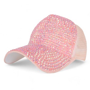 Alilang Sparkling Rhinestone Mesh Baseball Cap for a Glamorous Look - 1 of 4