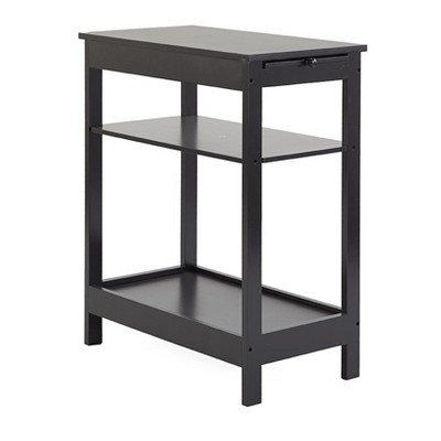 The Lakeside Collection Compact Side Accent Table with Sliding Pull Tray and Shelf