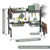SKONYON Adjustable 2-Tier Kitchen Organizers Rack Over-the-Sink Dish Drying Rack with Drainboard and Cutlery Holder(26''-33.5''), Black - 3 of 4