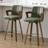 Bekrvio 26" Swivel Counter Height Bar Stools Set of 1/2/3/4,Faux Leather Upholstered Bar Chairs with Back & Arm for Kitchen Island,Black - 3 of 4
