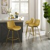 Art Leon Comfortable Velvet Swivel Barstool with Golden Legs, Set of 2 - 4 of 4