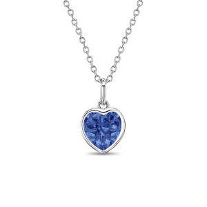 Girls' CZ Birthstone Heart Sterling Silver Necklace - In Season Jewelry - 1 of 1