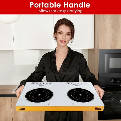 Angel Sar Double Burner Electric Cooktop, 110V 2x3500W Hot Plate with 4 Preset Modes, 11-Level Power Control