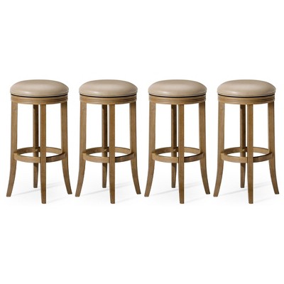 Maven Lane Eva Rotating Backless Kitchen Stool in Vegan Leather Upholstered Seat, Set of 4