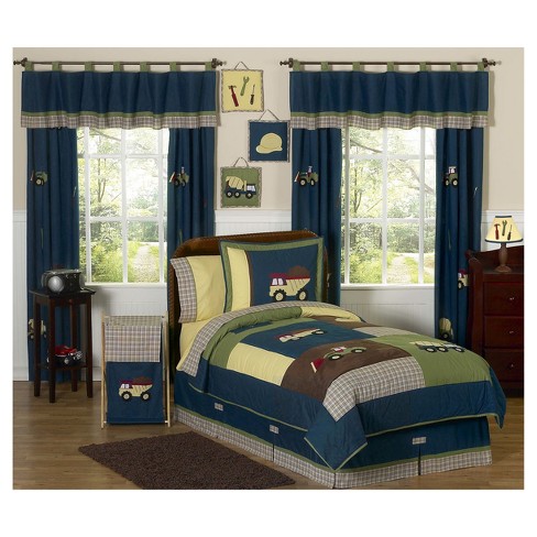 Blue Green Construction Zone Comforter Set Full Queen Sweet