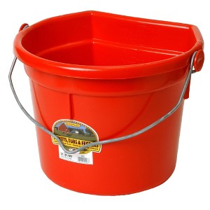 Little Giant 22 Quart Durable and Heavy-Duty Flat Plastic Animal Feed Bucket with Knob Bail and Stacking Ribs for Farms and Ranches, Red - 1 of 4
