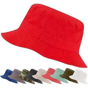 Market & Layne White Bucket Hat for Men, Women, and Teens, Adult Packable Bucket Hats for Beach Sun Summer Travel - 1 of 2