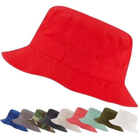 Market & Layne Bucket Hat For Men, Women, And Teens, Adult Packable Bucket  Hats For Beach Sun Summer Travel (red-x-small/large) : Target