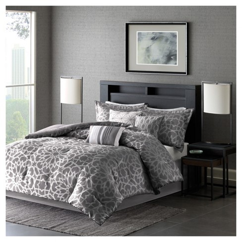 Gray Garner Modern Diamond Multiple Piece Comforter Set (Queen) - 7 Piece