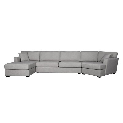 3pc Elizabeth Stain Resistant Fabric Sectional Sofa Light Gray ...