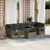 vidaXL Patio Sofa Set with Cushions Outdoor Furniture 8 Piece Poly Rattan - Gray without storage - 2 of 4