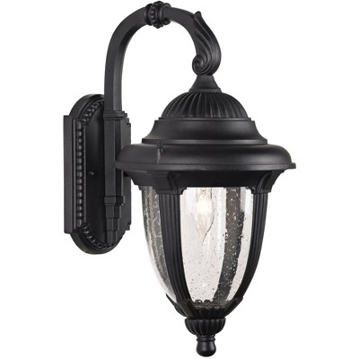 John Timberland Traditional Outdoor Wall Light Fixture Black Carriage Style 18 1/2" Clear Seedy Glass for Exterior House Porch