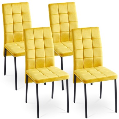 NicBex Velvet Dining Chairs Set of 4,Armless Upholstered Kitchen Chair with High Back and Golden Metal Legs for Dining Room,Kitchen
