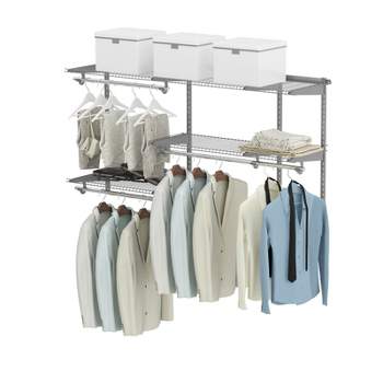 Costway Custom Closet Organizer Kit 3 to 5 FT Wall-mounted Closet System w/Hang Rod Grey