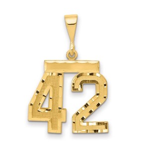 Black Bow Jewelry 14K Yellow Gold, Varsity Collection, Medium D/C Pendant Number 42 - 1 of 4