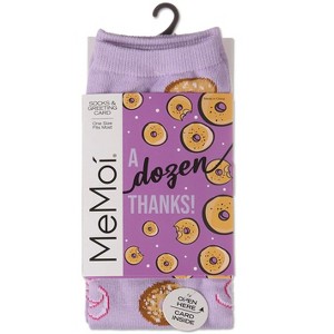 Memoi Thanks A Lox Greeting Card Crew Socks Orchid One Size - 1 of 4