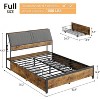 Full Bed Frame with Charging Station and Storage Headboard,Platform Bed with Ergonomic Upholstered Backrest,Sturdy and No Noise,No Box Spring Needed - 3 of 4