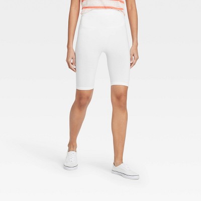 High waisted white biker shorts on sale