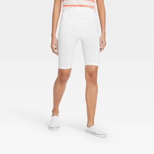Women's High-Waist Cotton Blend Seamless 7" Inseam Bike Shorts - A New Day™ - 1 of 2