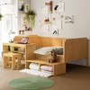 Twin Size Wooden Daybed with Storage Shelves and Lockers, Multi-Functional Bed with Study Desk and Matching Stool - ModernLuxe - image 2 of 4