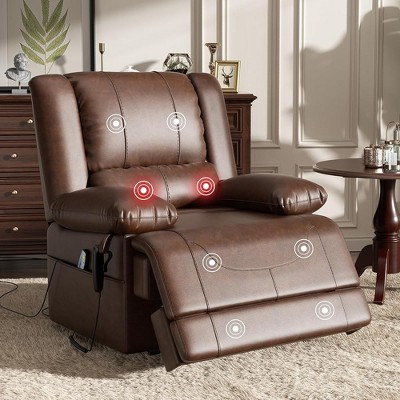 Dual Motor Lift Recliner with Massage Heating USB Ports Breathable Leather for Seniors