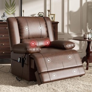 Dual Motor Lift Recliner with Massage Heating USB Ports Breathable Leather for Seniors - 1 of 4