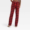 Women's Holiday Buffalo Check Plaid Fleece Matching Family Pajama Pants - Wondershop™ Red - image 2 of 3