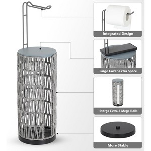 Chery Life Brown Freestanding Toilet Paper Holder with Storage, Handmade Woven Toilet Paper Roll Holder Stand, 3 Rolls of Tissue Holder - 1 of 4