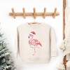 Flamingo Christmas Lights Watercolor - Toddler Graphic Sweatshirt - 3 of 4