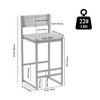 Set of 2 Creamy White Paper Rope Woven Bar Stools,Hand Weave Counter Stool with footrest for Kitchen Island, Dining Room - 3 of 4